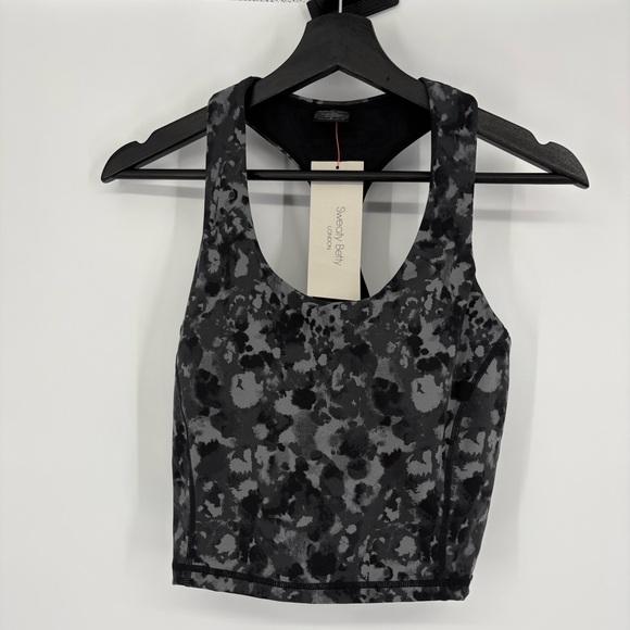 Sweaty Betty Tops - Sweaty Betty Power Cropped Workout Vest Black and Gray Camo Print Sport Bra